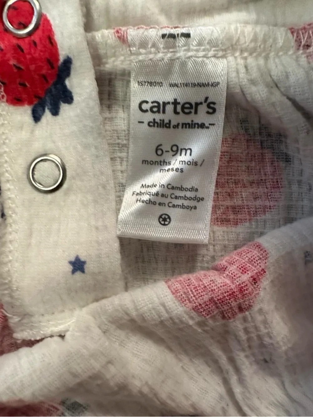 Carter's Cream Tank & Bloomers with Red Strawberry Pattern